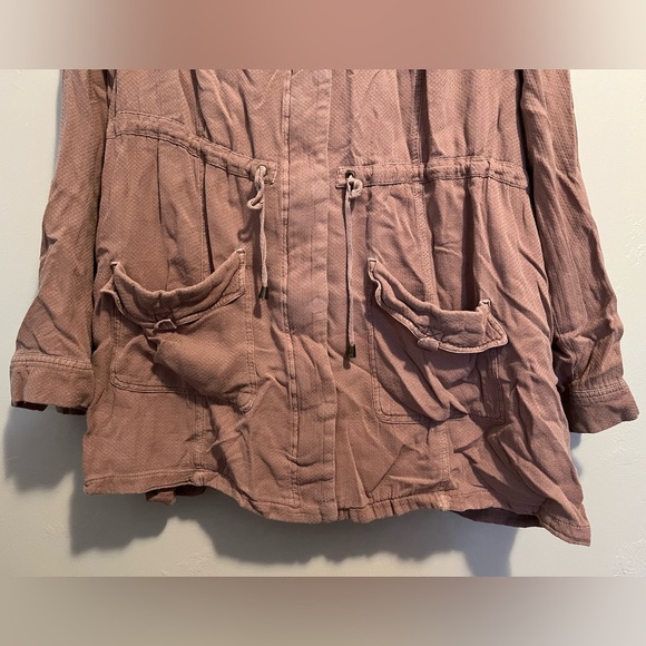 Torrid Twill Anorak Jacket Women's Pink Hooded Cotton Zip Waist Drawstring - Picture 3 of 13